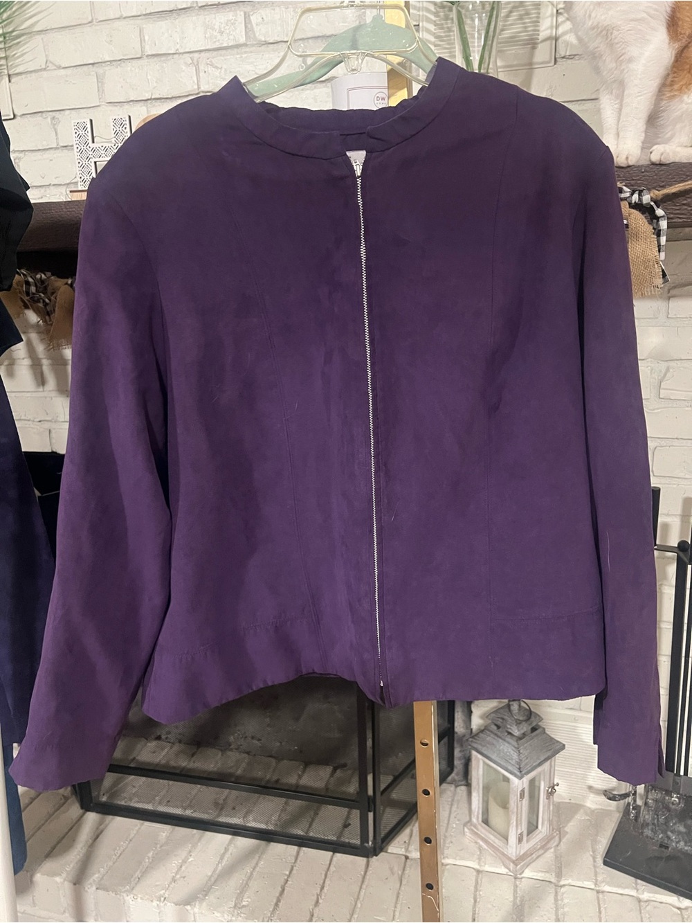 dressbarn Deep Purple Zip-Front Bomber Jacket